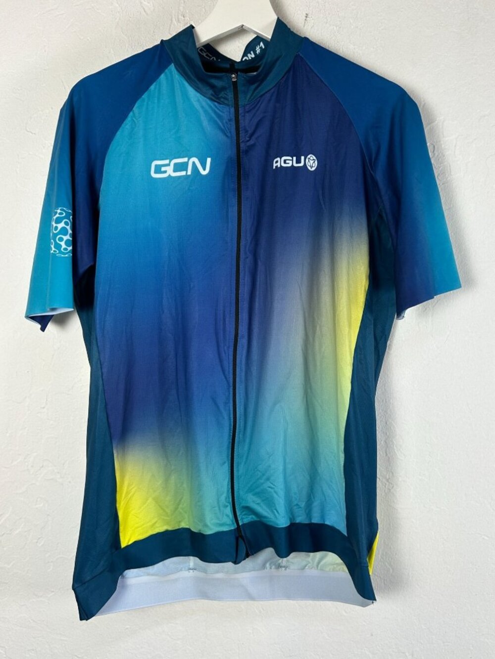 GCN X AGU LTD Mens Everyday Riding Cycling Jersey Blue/Yellow XL Full-Zip New